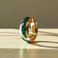 Blue sandstone And Crushed Pearl Tungsten Ring