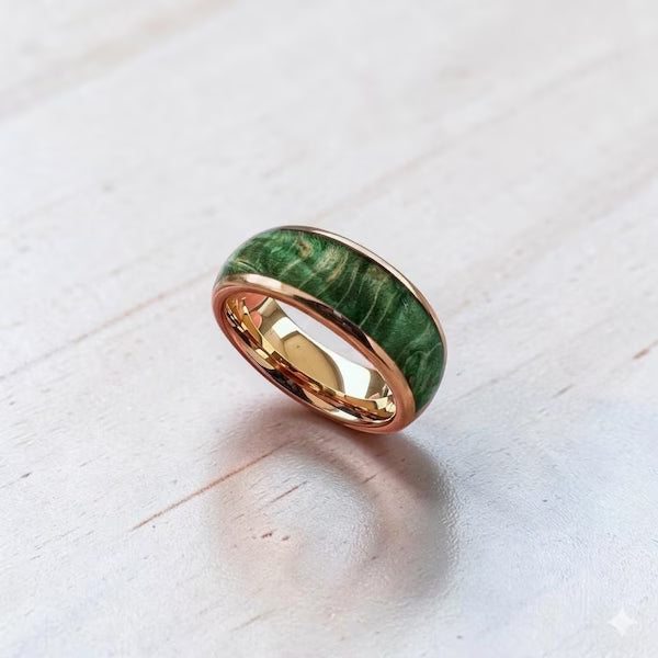 Dyed Elder Wood Inlay Tungsten Ring
