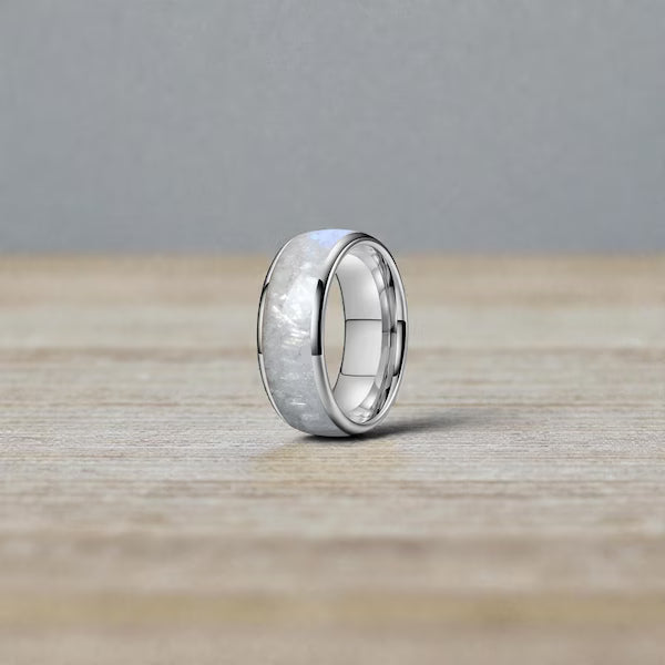 Meteorite Inlay Tungsten Ring, 6/8MM band, His and Hers Wedding Band, Comfort fit with Box