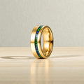 Opal & Malachite Inlay Tungsten Ring