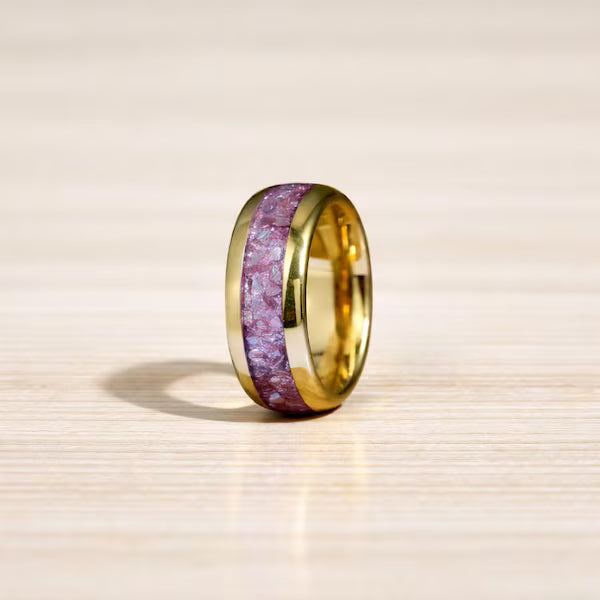 Pink Morganite Inlay Tungsten Ring