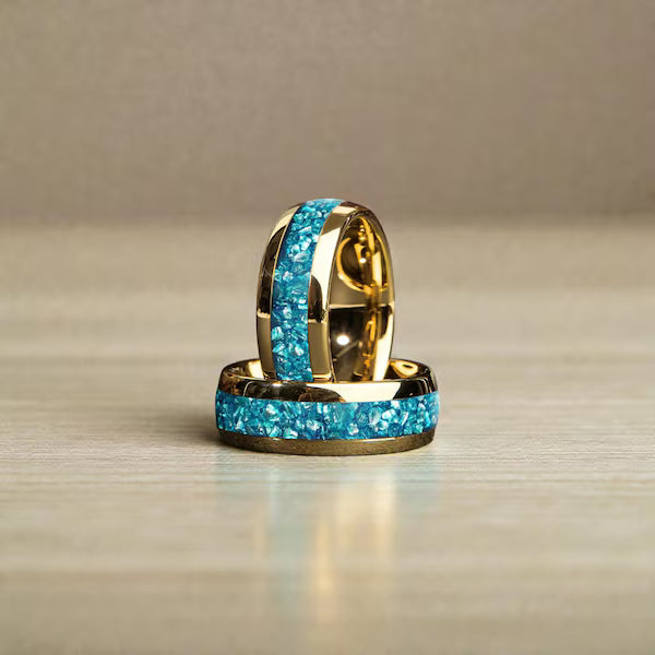 Sky Blue Crystal Tungsten Ring