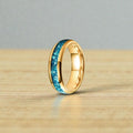 Sky Blue Crystal Tungsten Ring, 4/6/8MM band, Wedding Band with Box