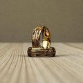 Meteorite Guitar String Tungsten Carbide Ring, 8MM band, Gold Leaf Flakes, Wedding Band with Box